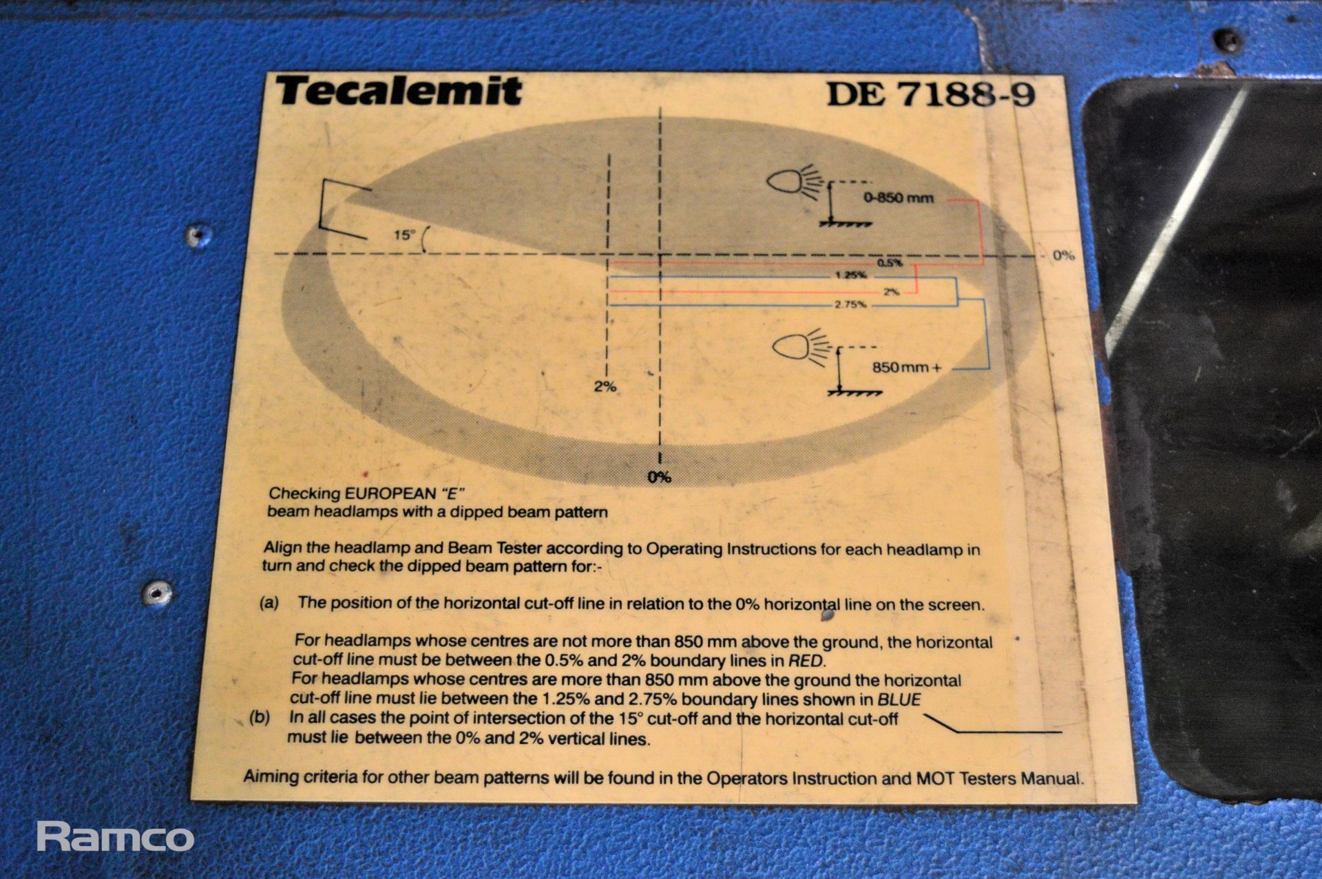 Siebe tecalemit DE7188-9 Headlight tester L65 x W47 x H136cm - Image 3 of 5