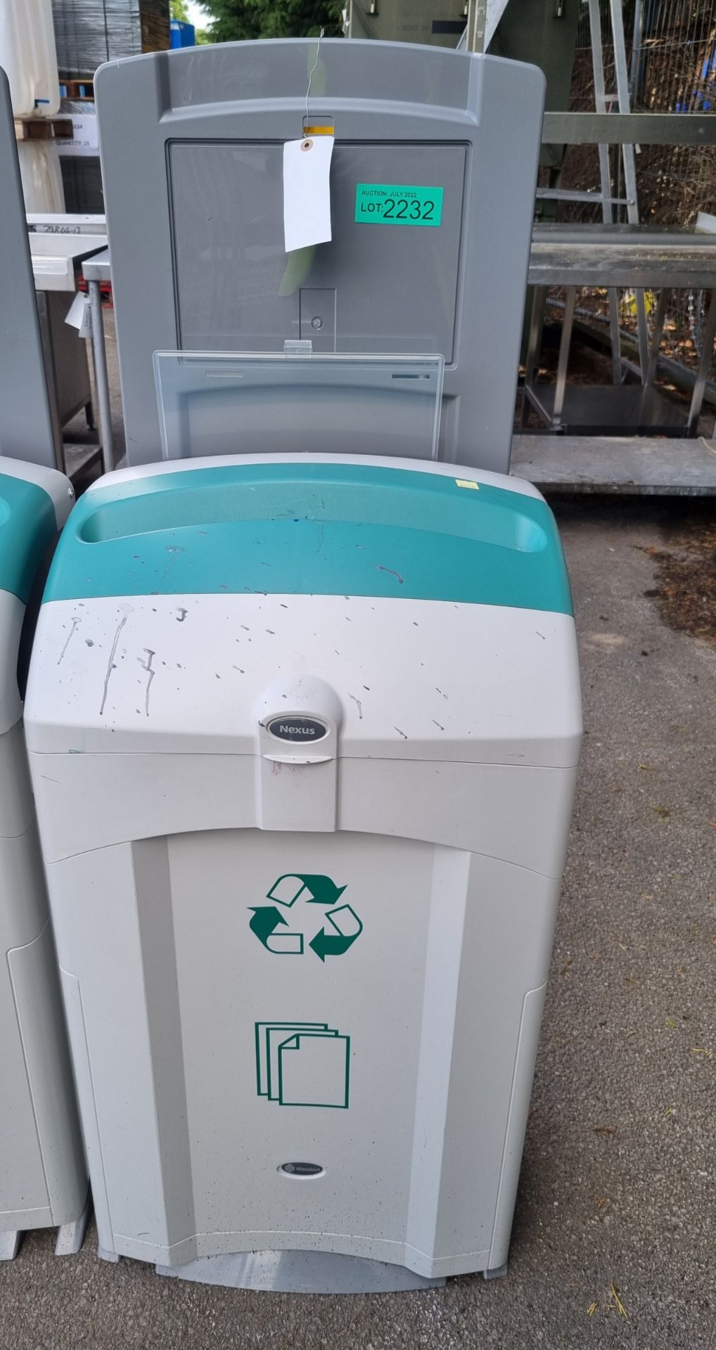 Plastic recycle bin (paper only) - aqua green and grey - Image 2 of 2