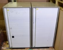2x Aluminium cupboard units L 50 x W 56 x H 92cm