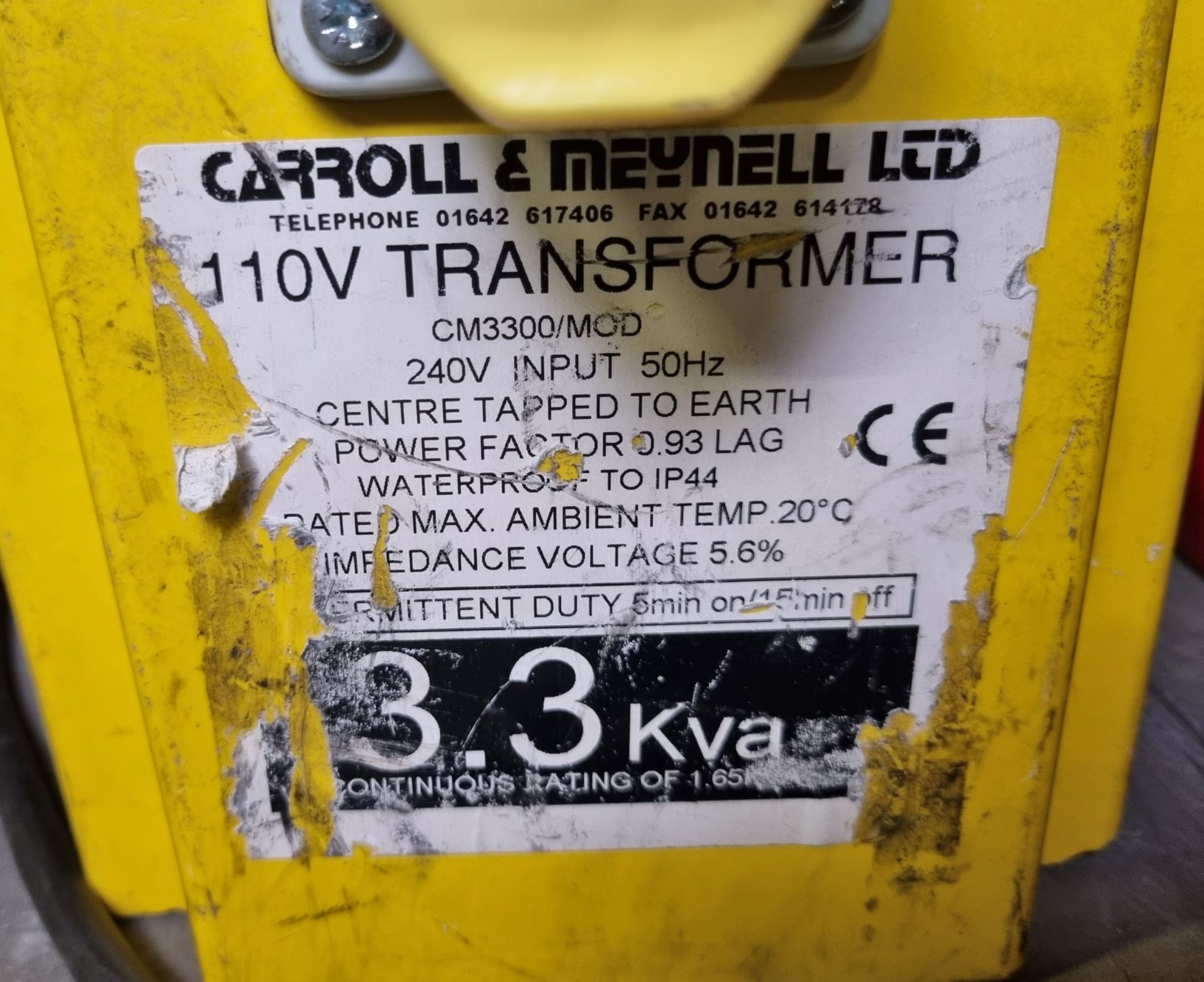 Carroll & Meynell cm3300 portable 110V tool transformer - Image 3 of 5