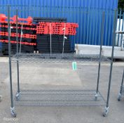 Mobile rack with 2x shelves L151 x W46 x H164cm