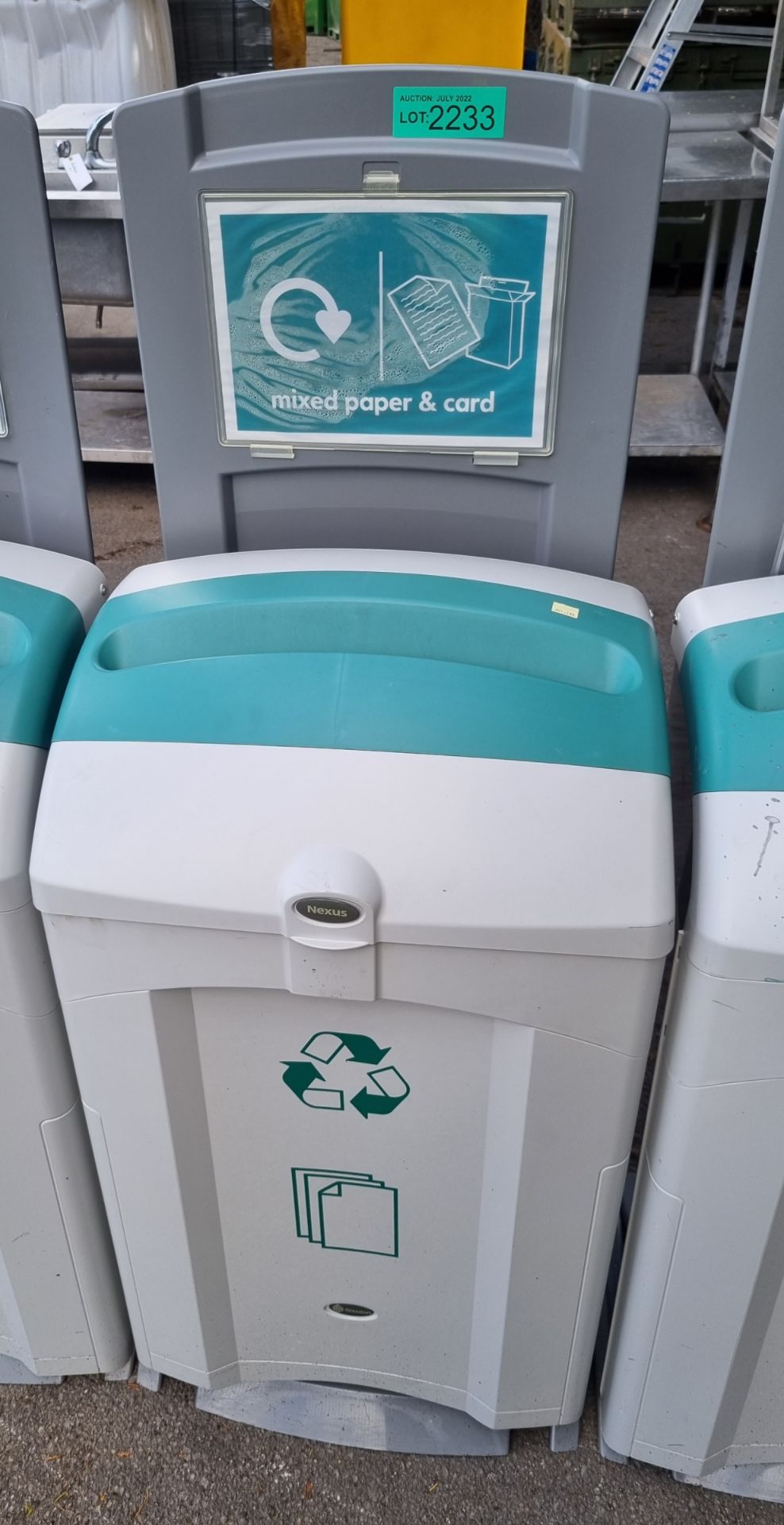 Plastic recycle bin (paper only) - aqua green and grey