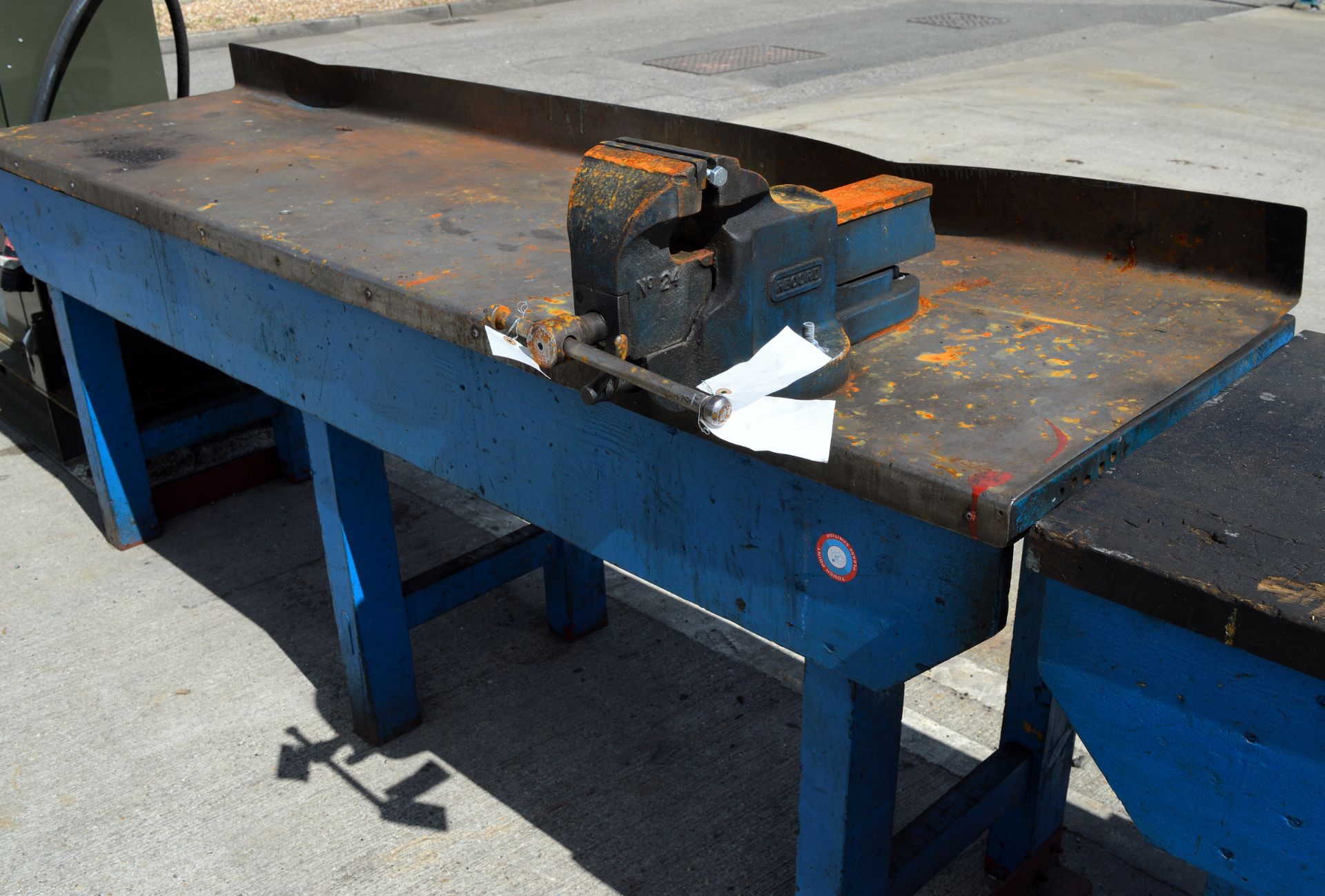 Welders / engineers workbench with vice - 2440 x 610 x 900 - Image 2 of 4