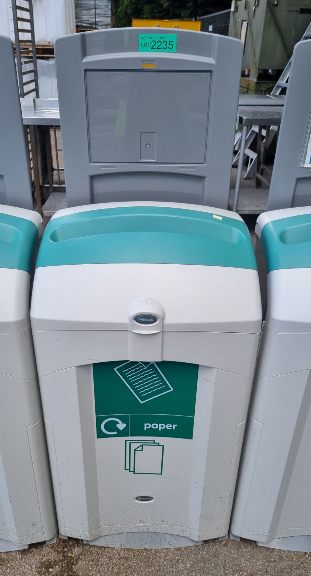 Plastic recycle bin (paper only) - aqua green and grey - Image 2 of 2