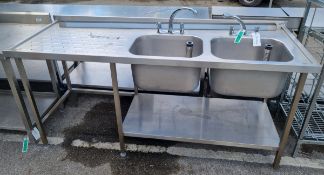 Double sink unit with mixer taps - L200 x D70 x H100cm