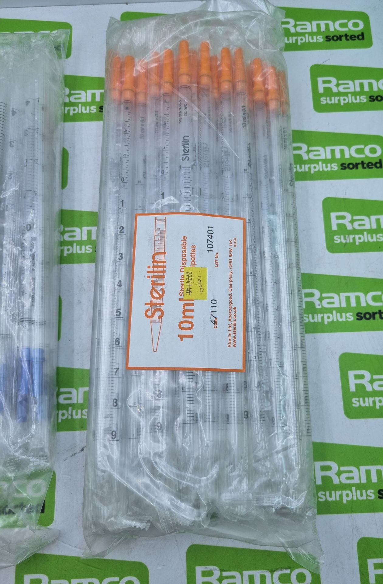 Sterilin Sterile Disposable Plastic Pipettes - 1x 5ml bag & 1x 10ml bag - Image 2 of 3