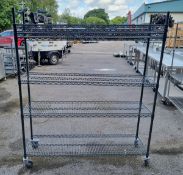 Mobile rack with 4x shelves - L151 x W46 x H179cm