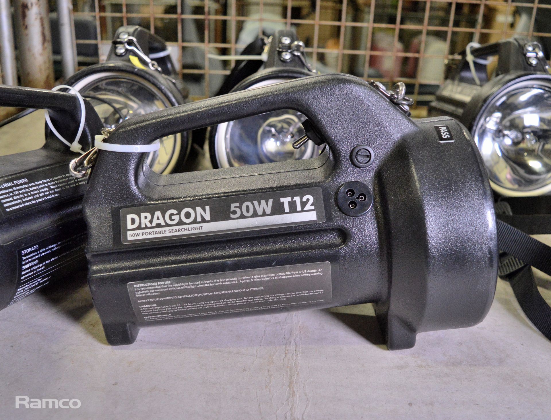 4x Dragon 100w T12 remote control searchlights, 2 chargers - Image 3 of 3