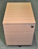 9x Mobile Pedestal 2-3 Drawer Units - Teak