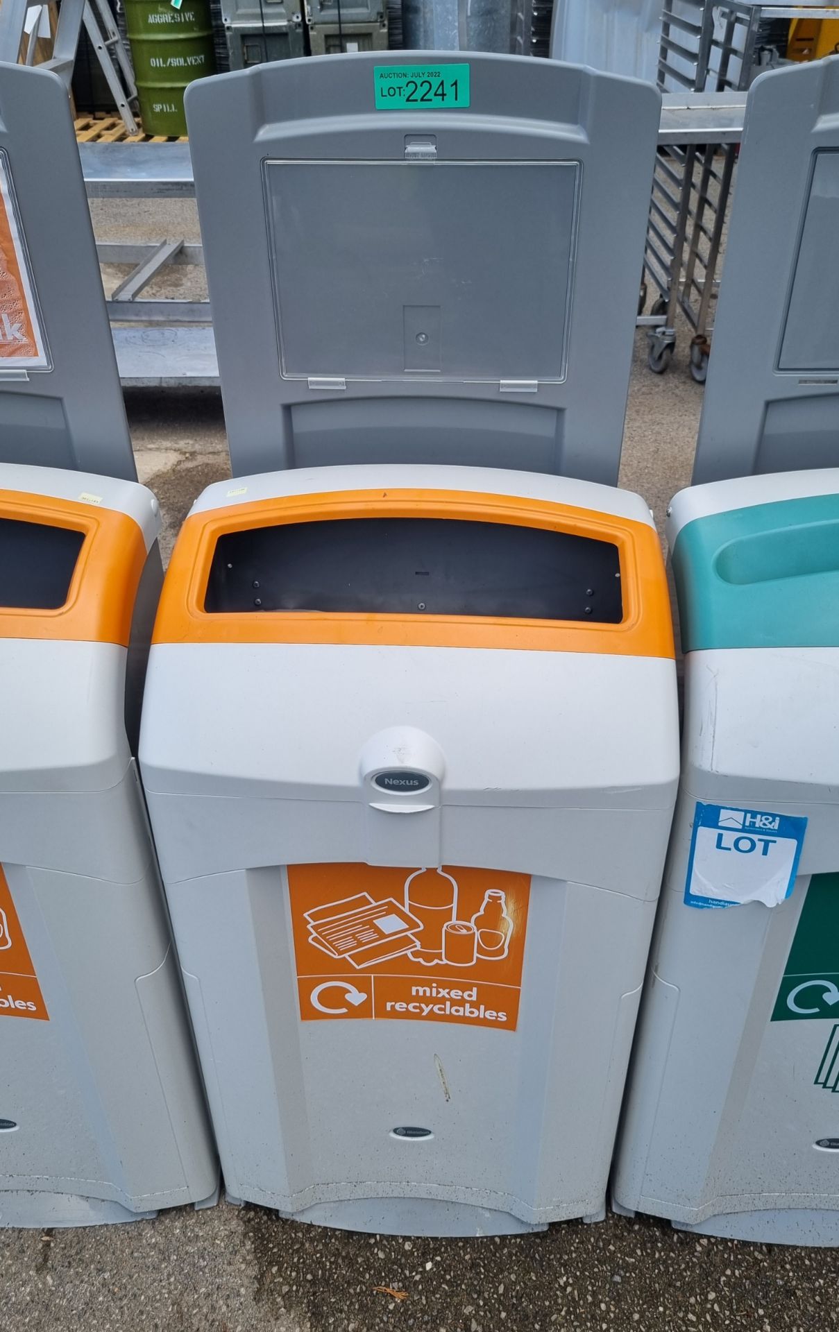 Plastic general waste bin - orange and grey