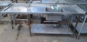 Stainless Steel single sink with left hand drainer - L215 x W64 x H100cm