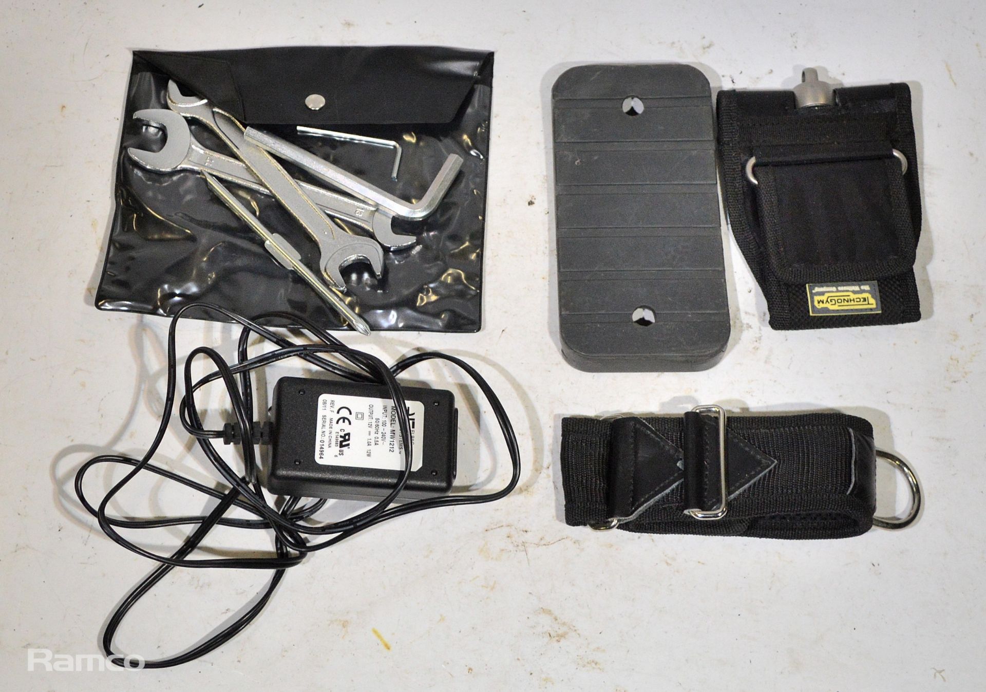 Various Gym equipment spares - machine feet, straps power supplies - Image 2 of 2