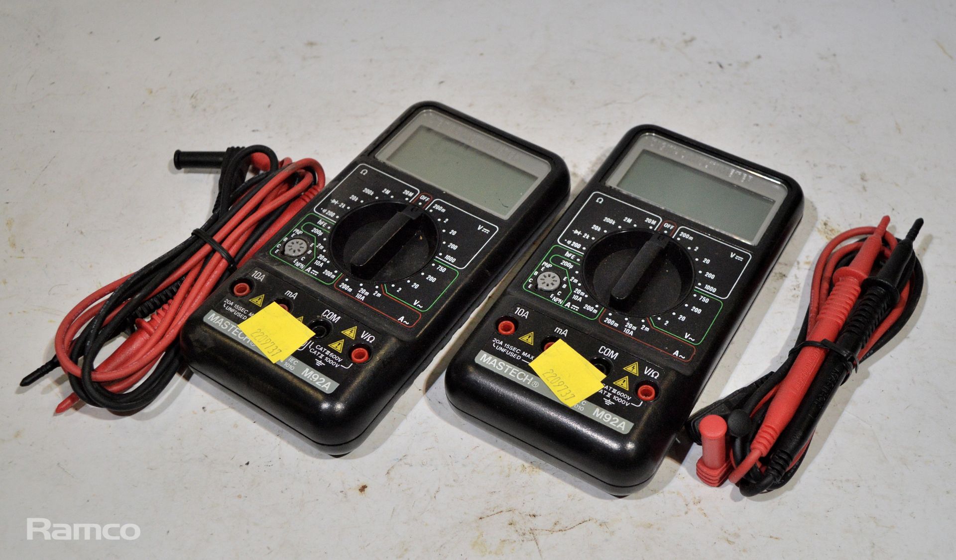 2x Mastech M92A Digital Multimeters