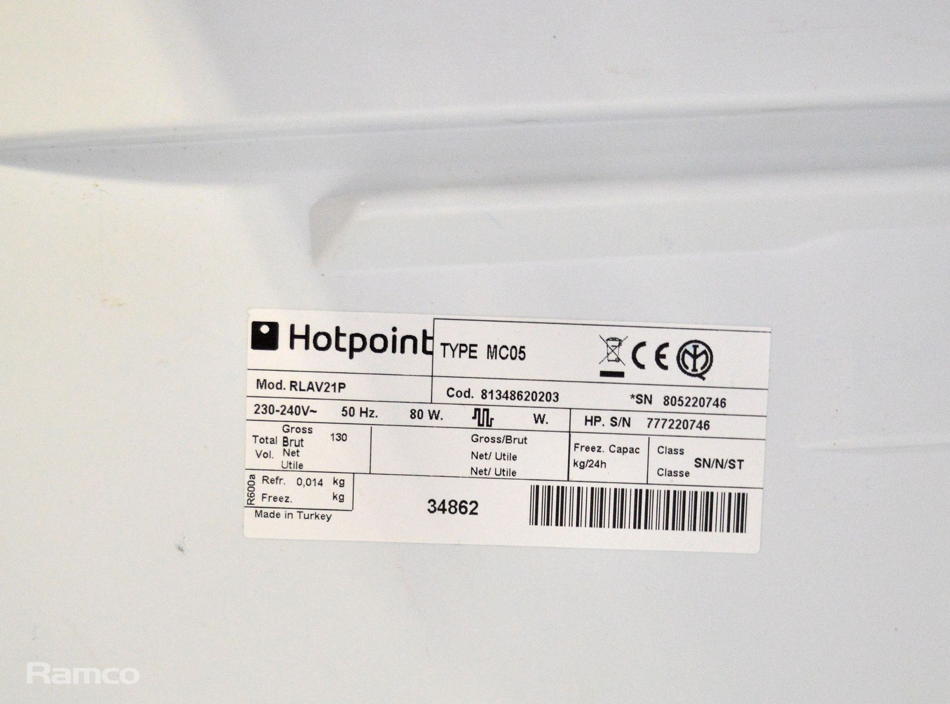 Hotpoint Rlav21 undercounter refrigerator 240V - Image 3 of 5