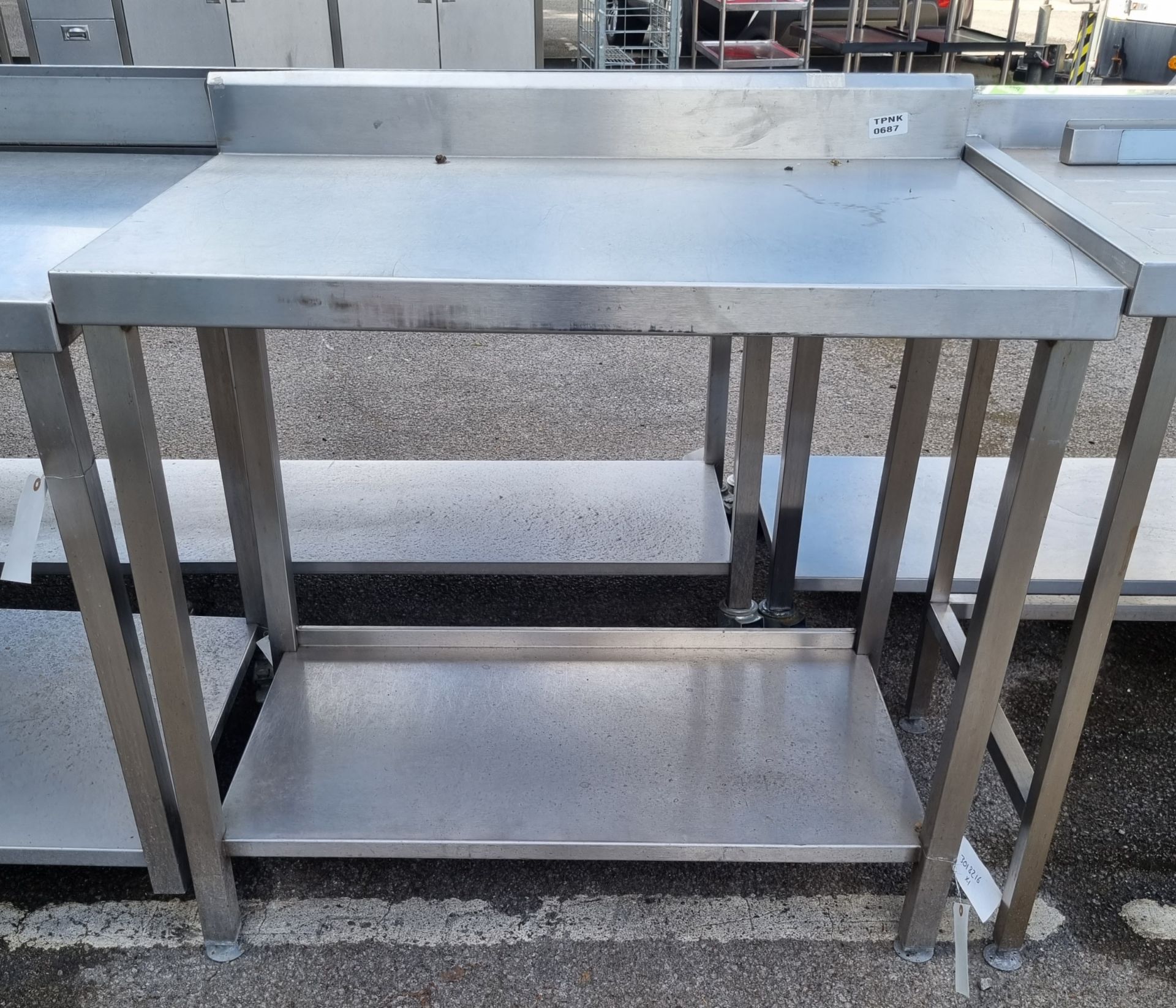 Stainless steel table with bottom shelf - L100 x W65 x H100cm - Image 2 of 2