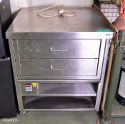 2 drawer heated cupboard and worktop - mobile