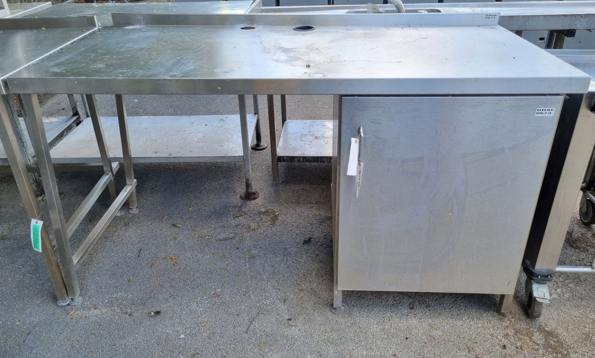 Stainless steel worktop with cupboard 170 x 80 x 90 - Image 2 of 3