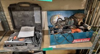 Tacklife Jigsaw in case & 2x Angle grinders (Makita & Vonhaus) in Makita case