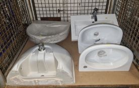 5x Various white ceramic bathroom sinks