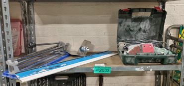 Tile cutter, plastering tools & Bosch electric sander in case