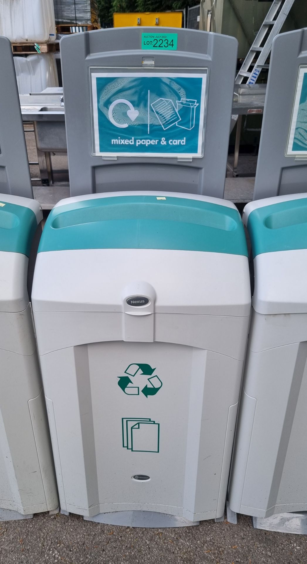 Plastic recycle bin (paper only) - aqua green and grey - Image 2 of 2