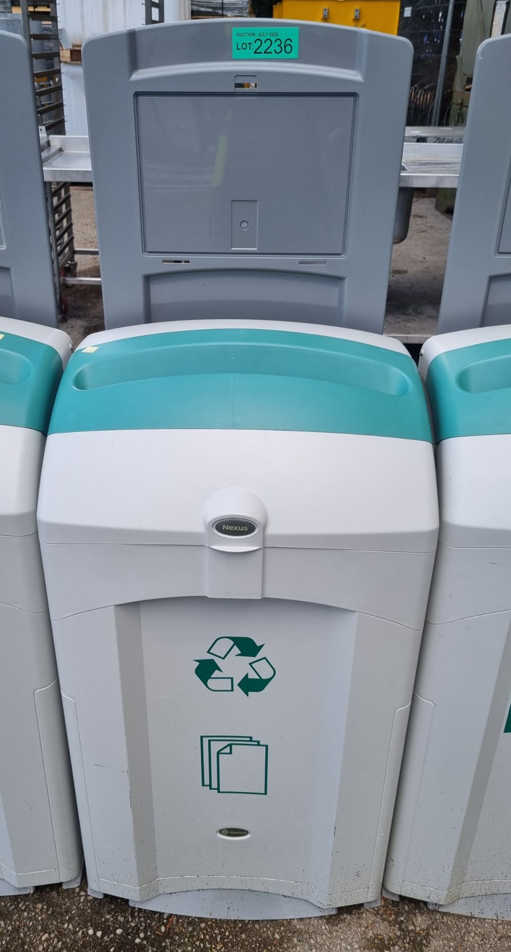 Plastic recycle bin (paper only) - aqua green and grey - Image 2 of 2