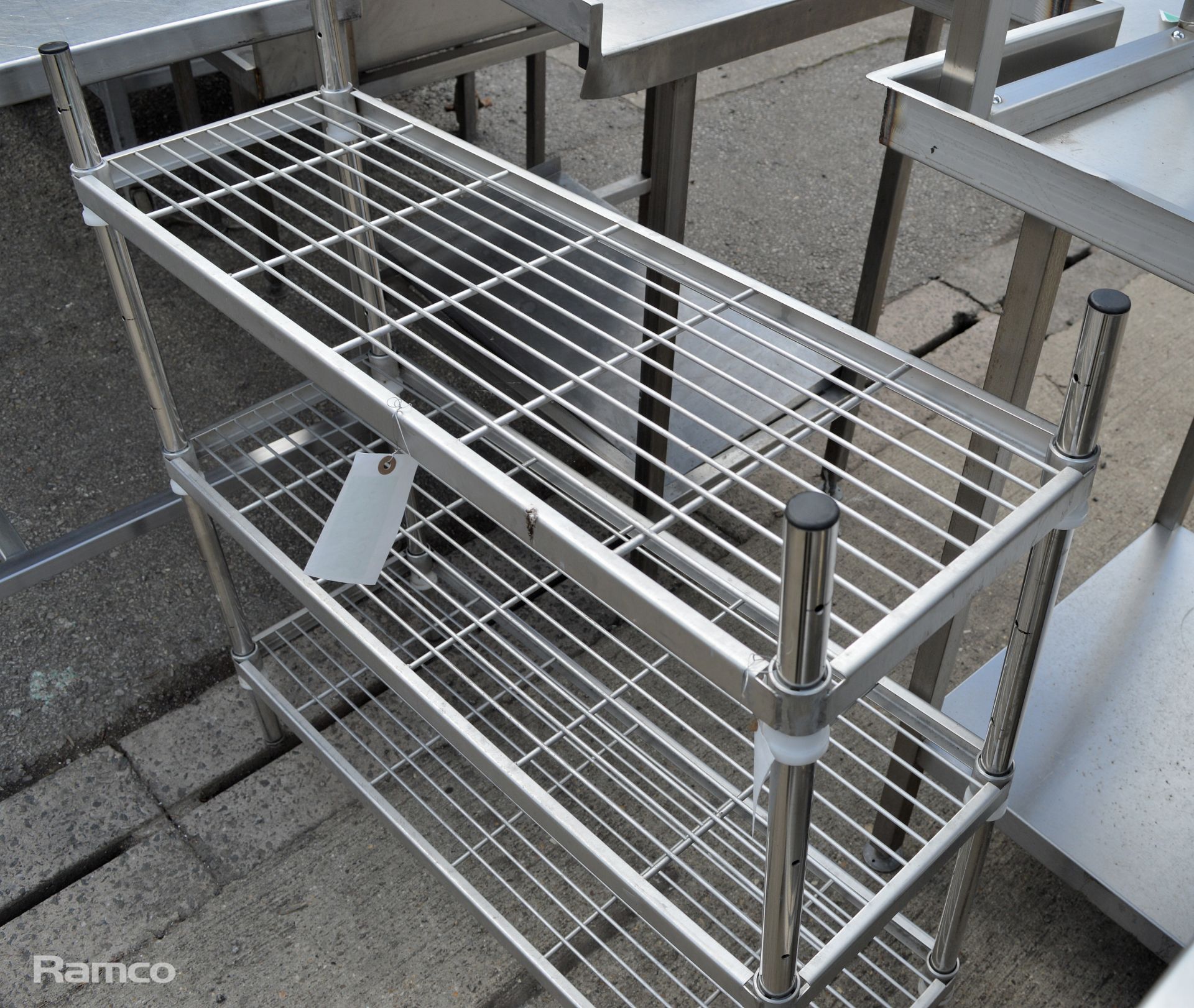 Stainless steel 3 tier wire racking L91 x W30 x H92cm - Image 3 of 3
