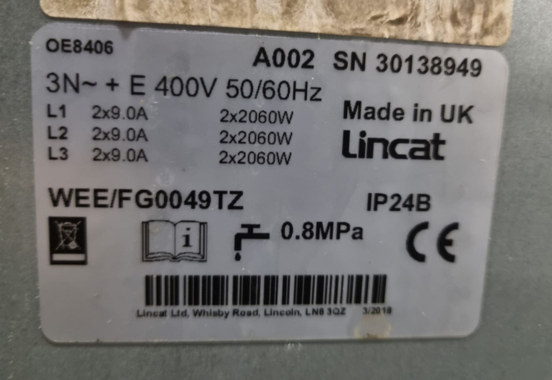Lincat OE806 grill L90 x W78 x H100cm - Image 3 of 3