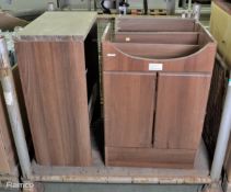 3x Walnut wood effect bathroom furniture units