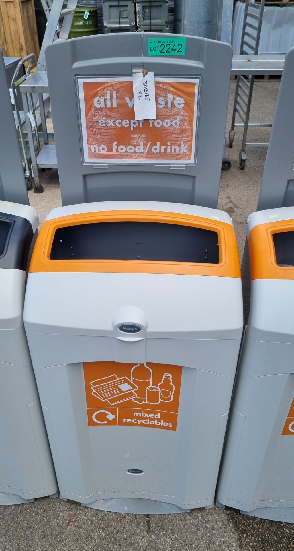 Plastic general waste bin - orange and grey