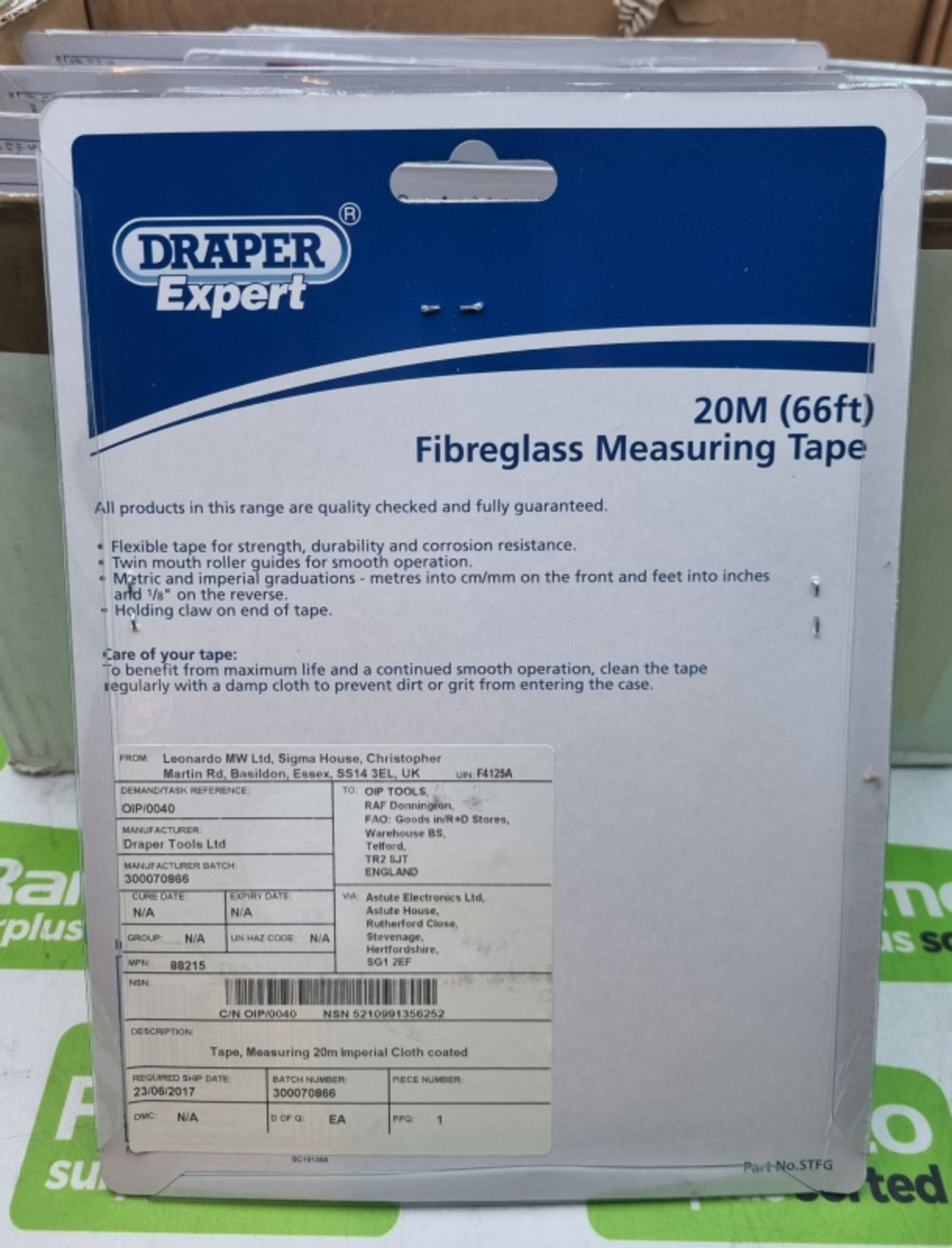 10x Draper Expert 20 m fibreglass measuring tapes - Image 2 of 3