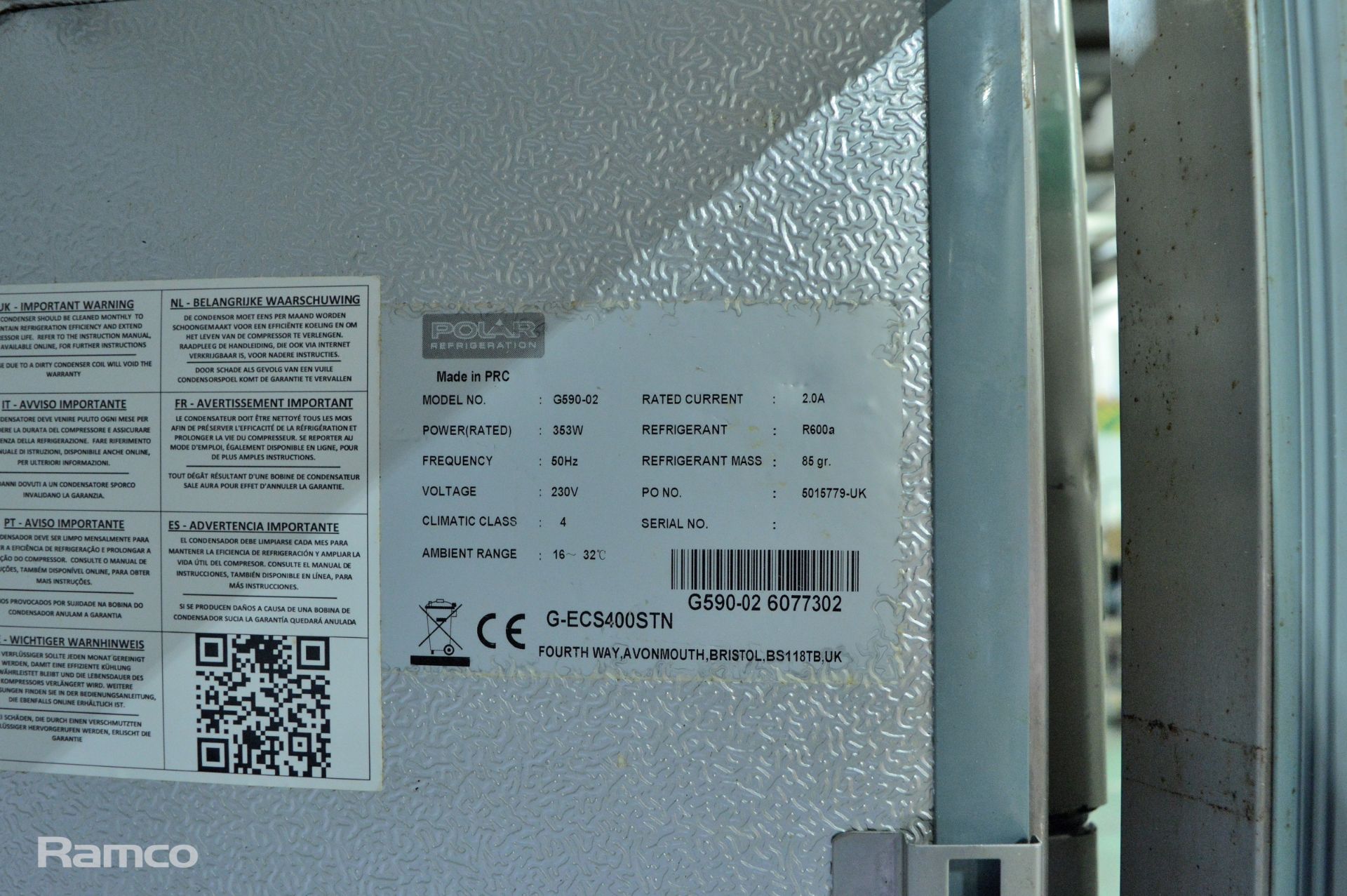 Polar G590-02 refrigerator - 230V - 50Hz - L68 x W70 x H194cm - Image 4 of 6