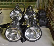 4x Dragon 100w T12 remote control searchlights, 2 chargers
