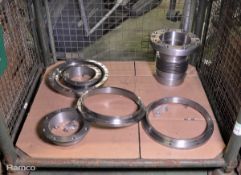 6x Various sized steel flanges - 8 to 14 Inches