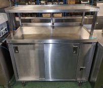 Stainless Steel hot cupboard - 2 internal shelves & 1 above - L120 x D70 x H130cm