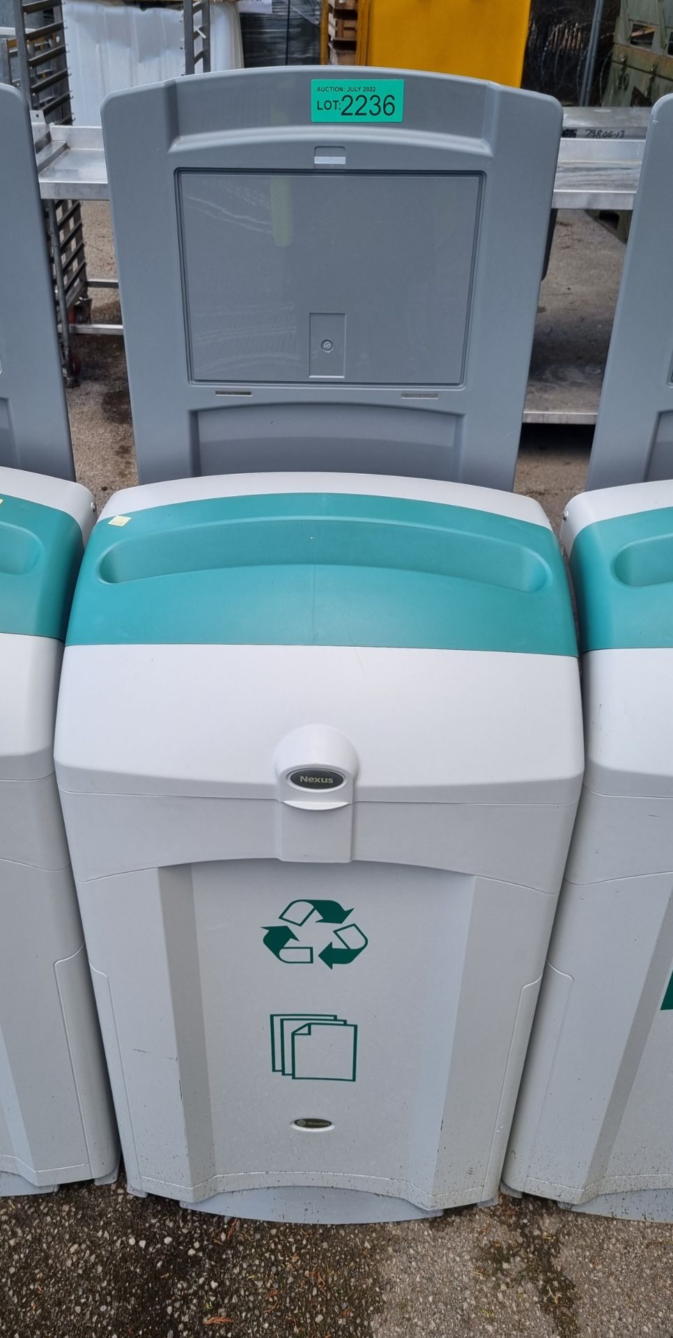 Plastic recycle bin (paper only) - aqua green and grey