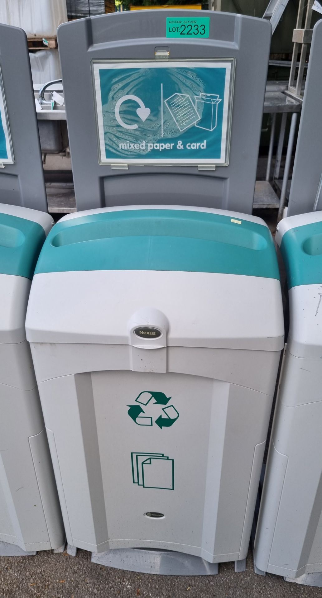 Plastic recycle bin (paper only) - aqua green and grey - Image 2 of 2