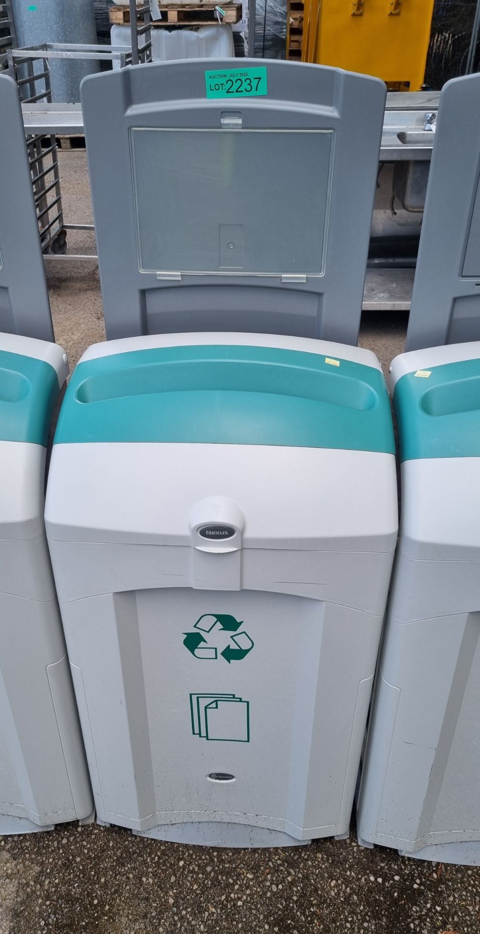 Plastic recycle bin (paper only) - aqua green and grey