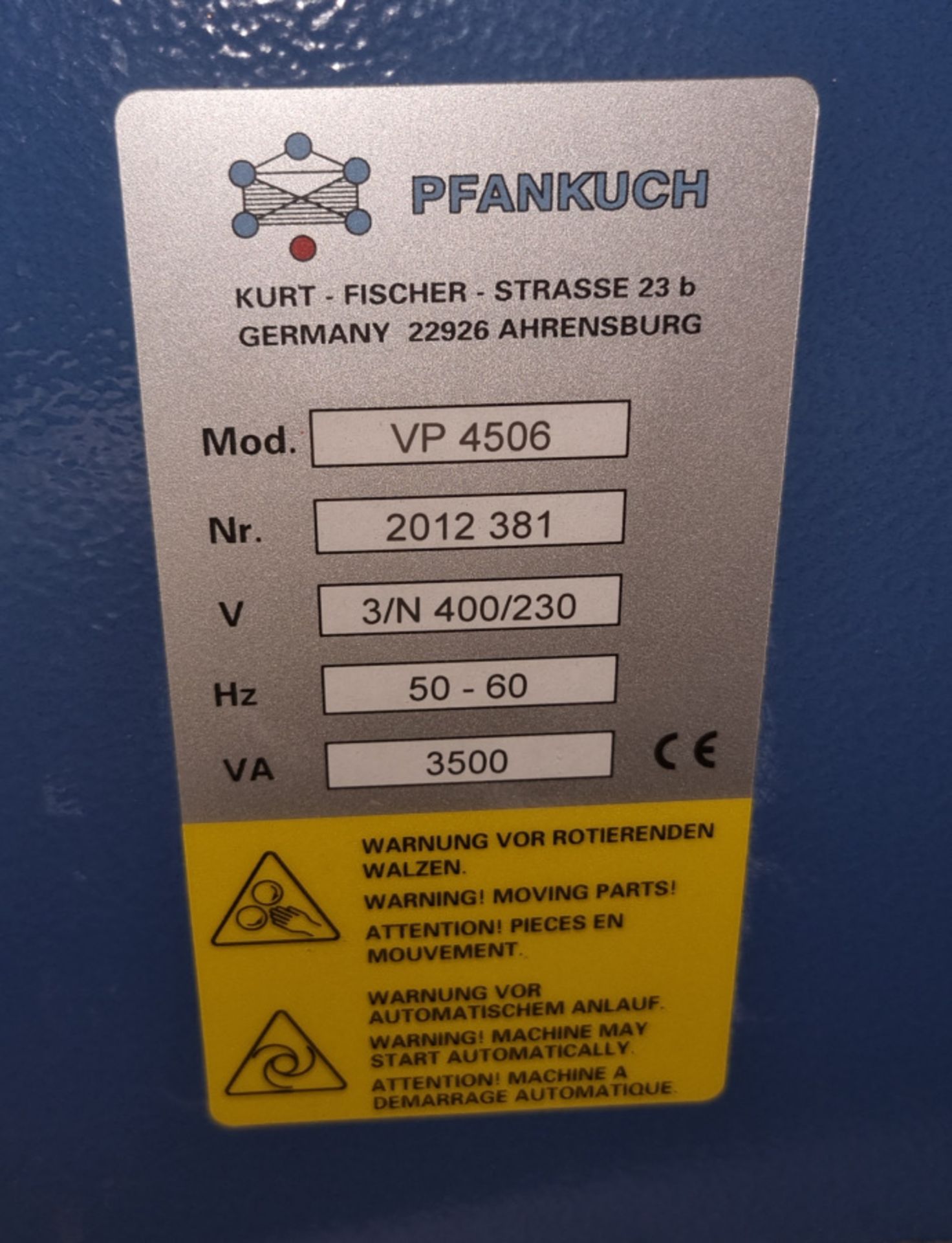 Pfankuch Maschinen VP4506 Wrapping Machine with 2x Pfankuch VS-2002 Feed box control panels & more - Image 6 of 37