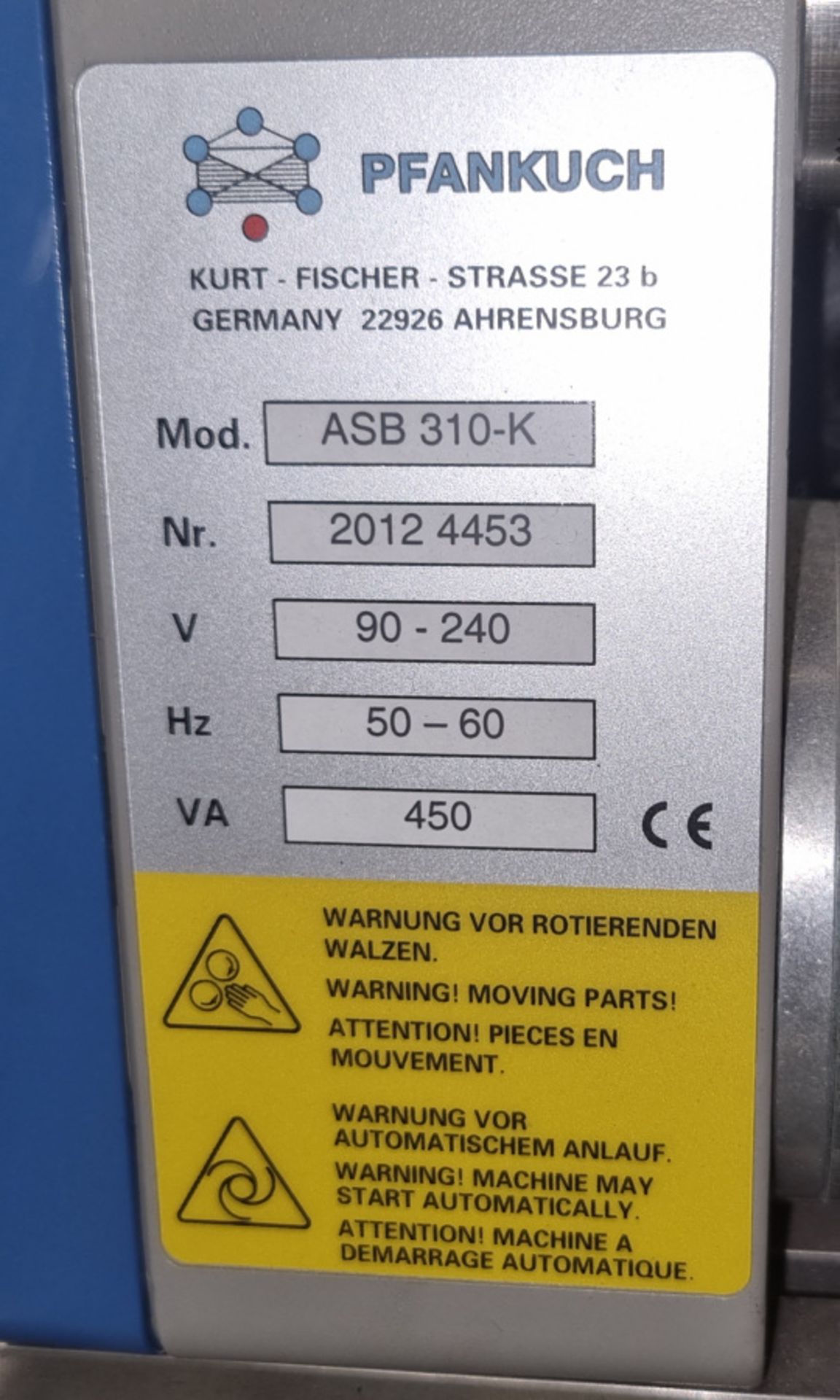 Pfankuch Maschinen VP4506 Wrapping Machine with 2x Pfankuch VS-2002 Feed box control panels & more - Image 9 of 37