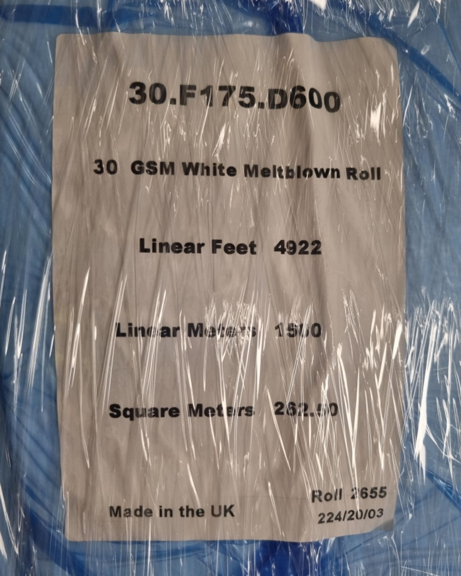 44x Rolls of 30GSM white Meltblown Polypropylene - L1500m - Image 4 of 4