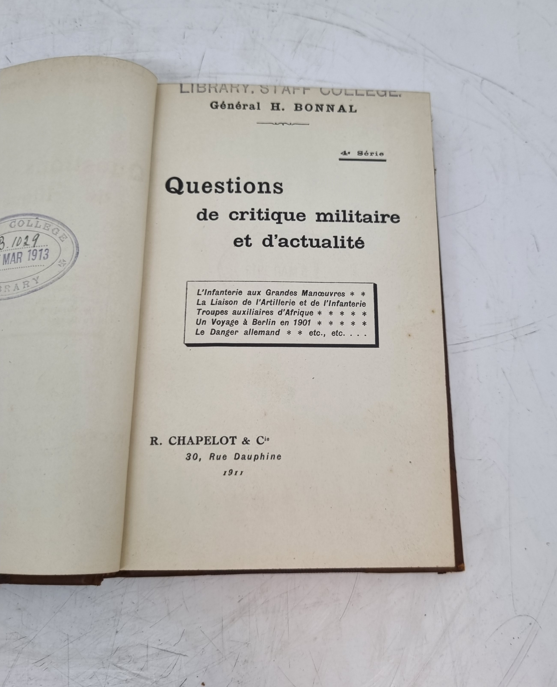 Questions de Critique Militaire et D'actualite by General H Bonnal - Paris 1914, Questions De Critiq - Image 10 of 12