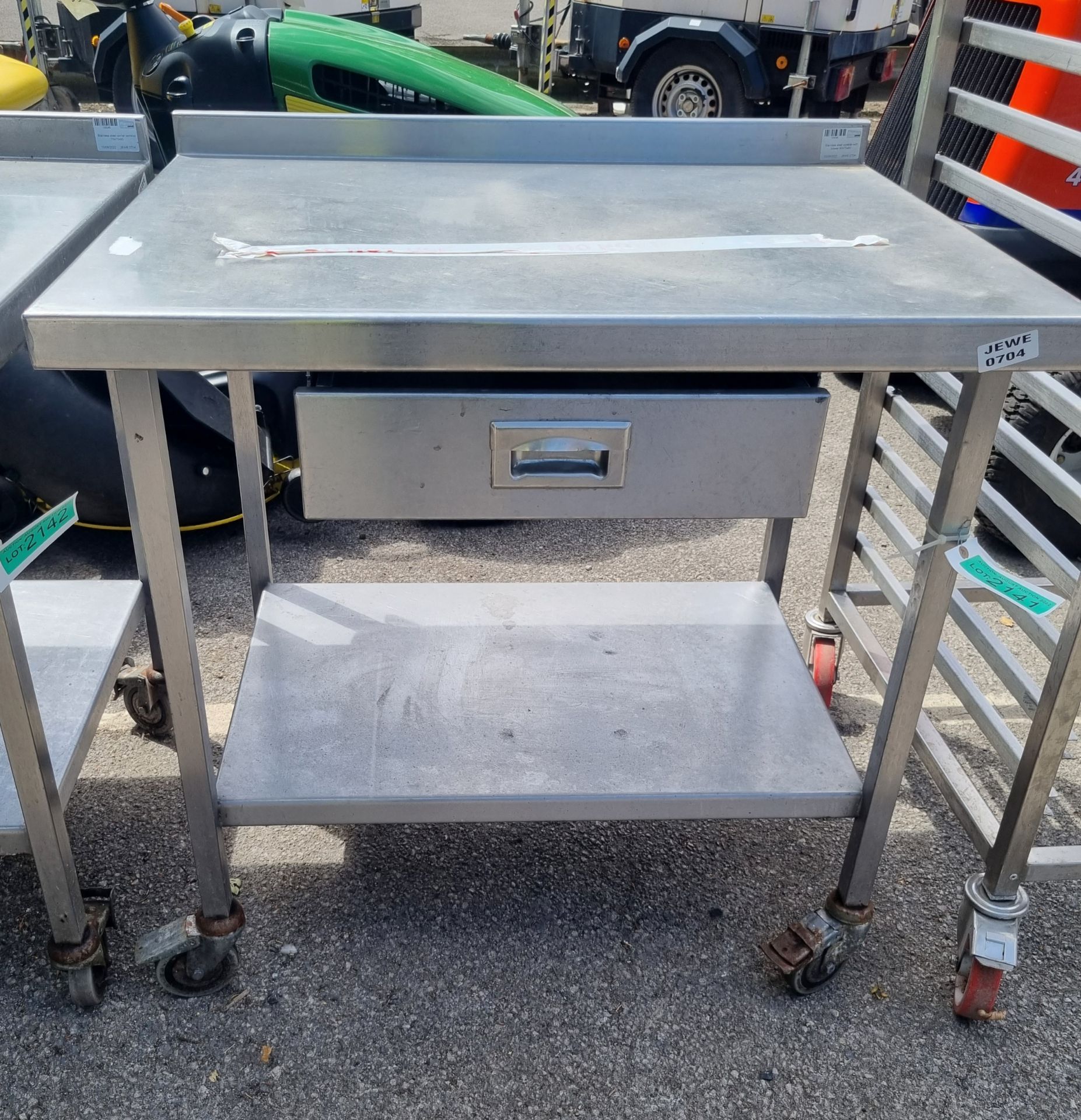 Stainless steel worktop with drawer 90x70x90 - Image 3 of 4