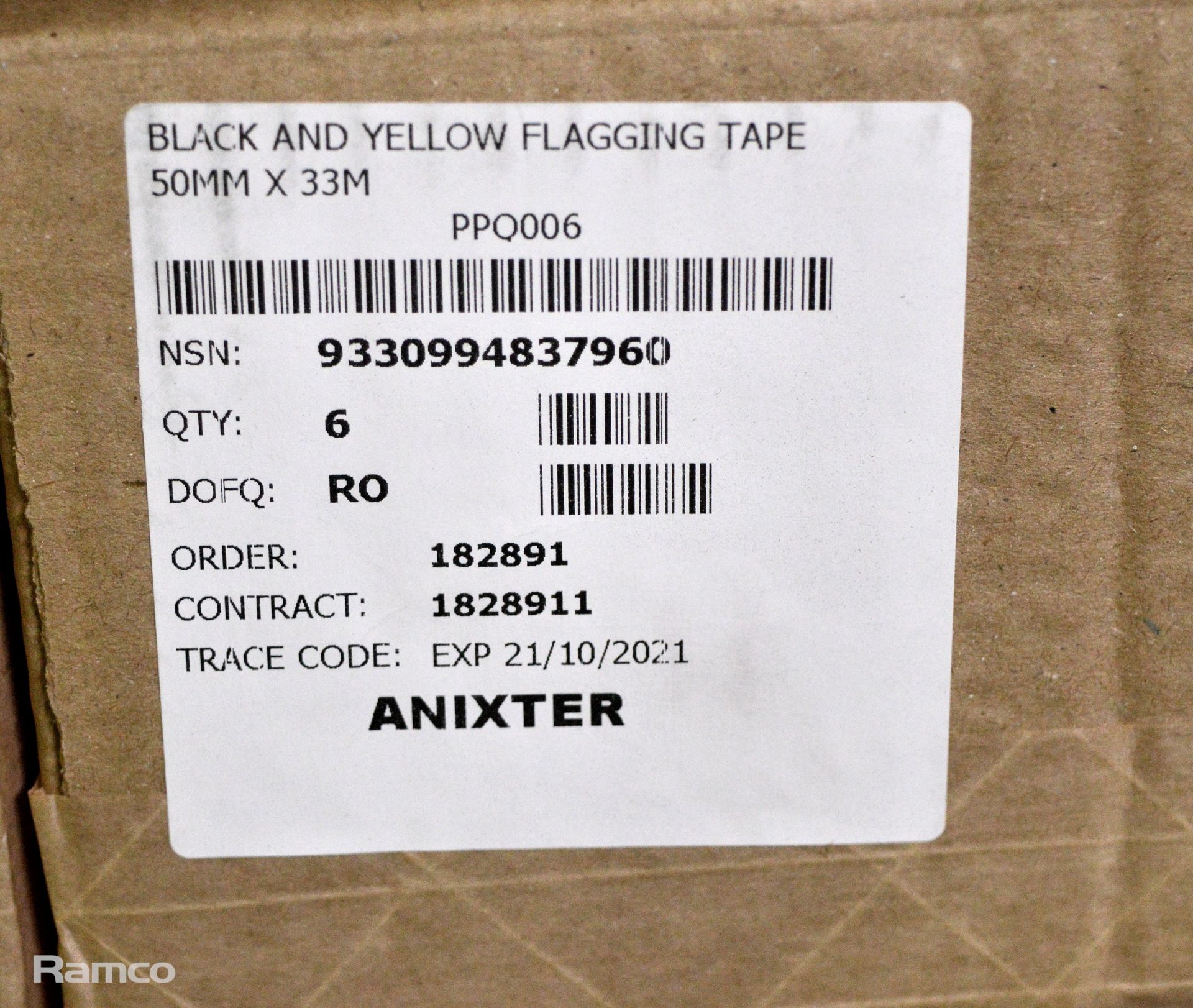 Anixter Black & Yellow Flagging Tape 50mm x 30m - 6 Rolls Per Box - 6 boxes - Image 2 of 2