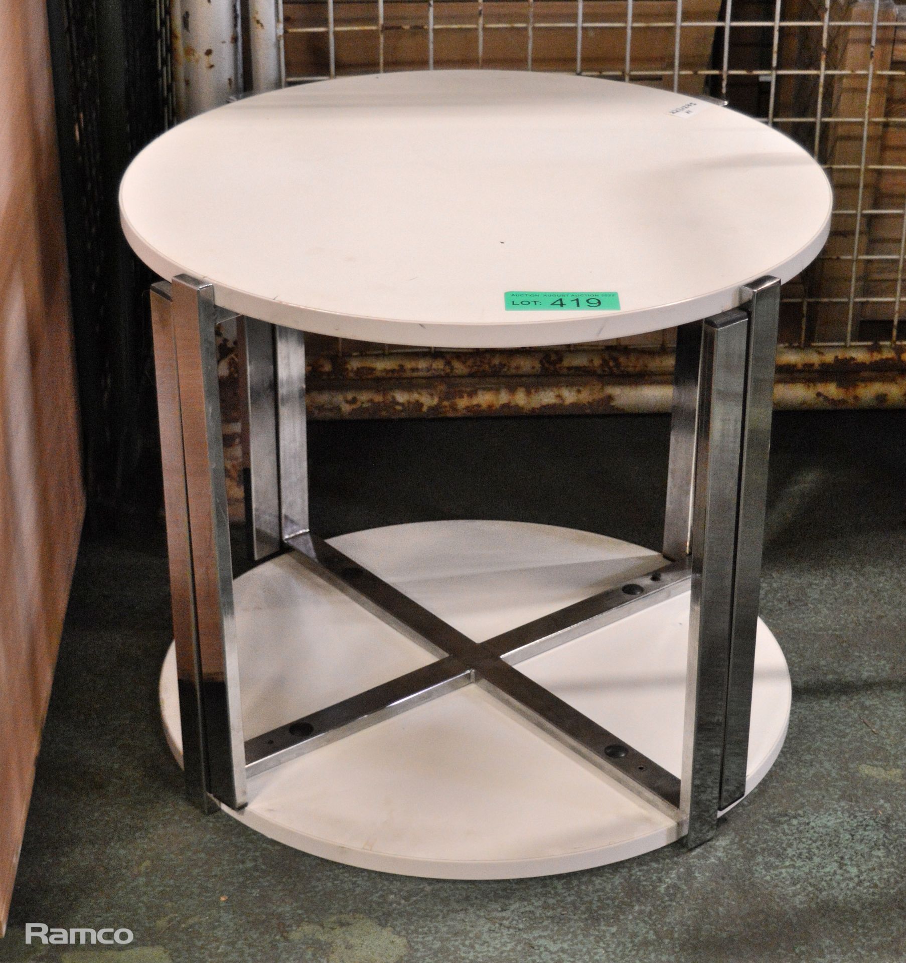 2x Round cream side tables - 65cm Diameter x H51 cm - Image 2 of 2