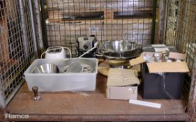Assorted catering equipment - coffee grinder, toaster, colander