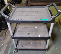 Plastic trolley with 3x shelf on wheels - L107 x W50 x H97cm