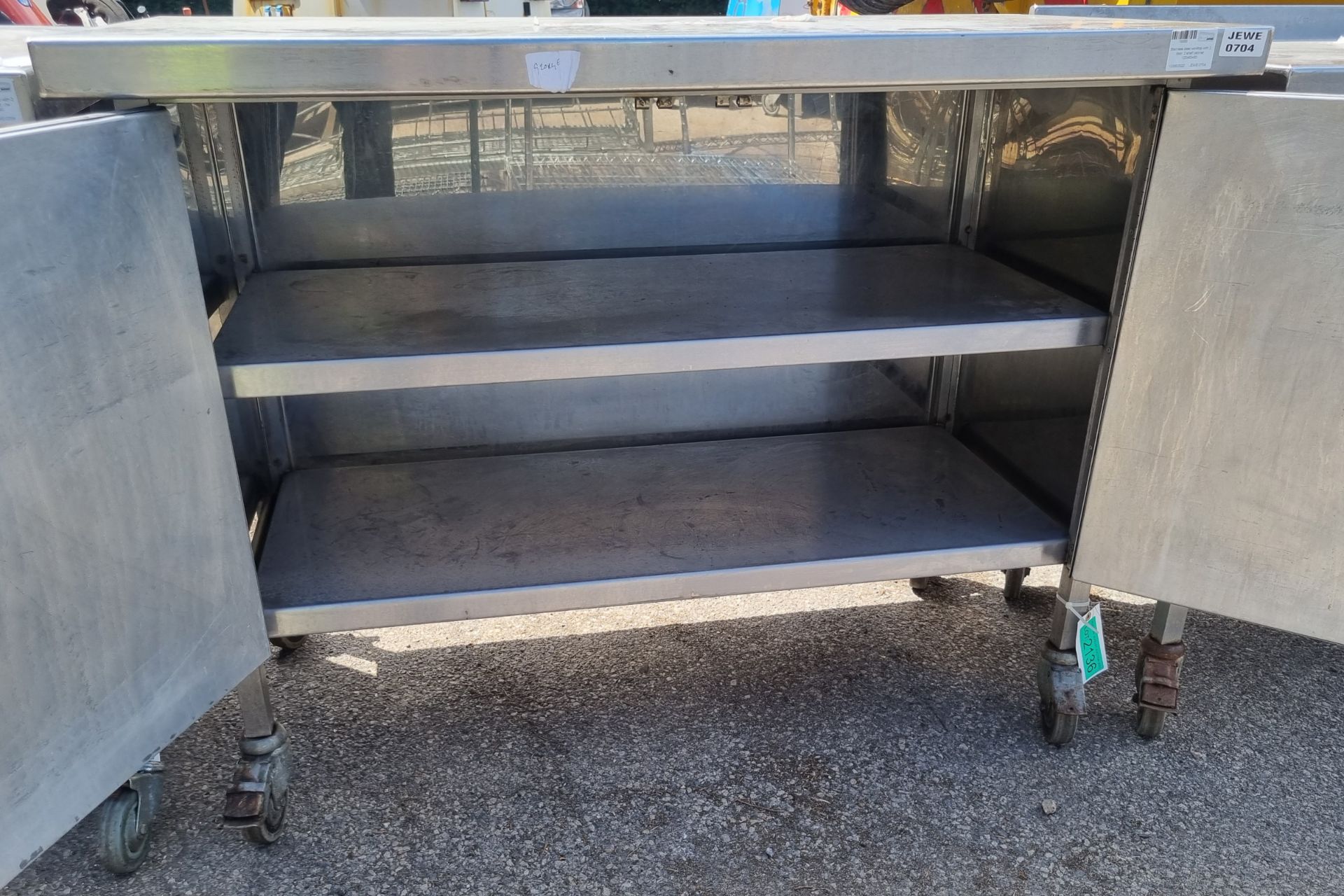 Stainless steel worktop with 2 door, 2 shelf cabinet 120x60x90 - Image 4 of 4