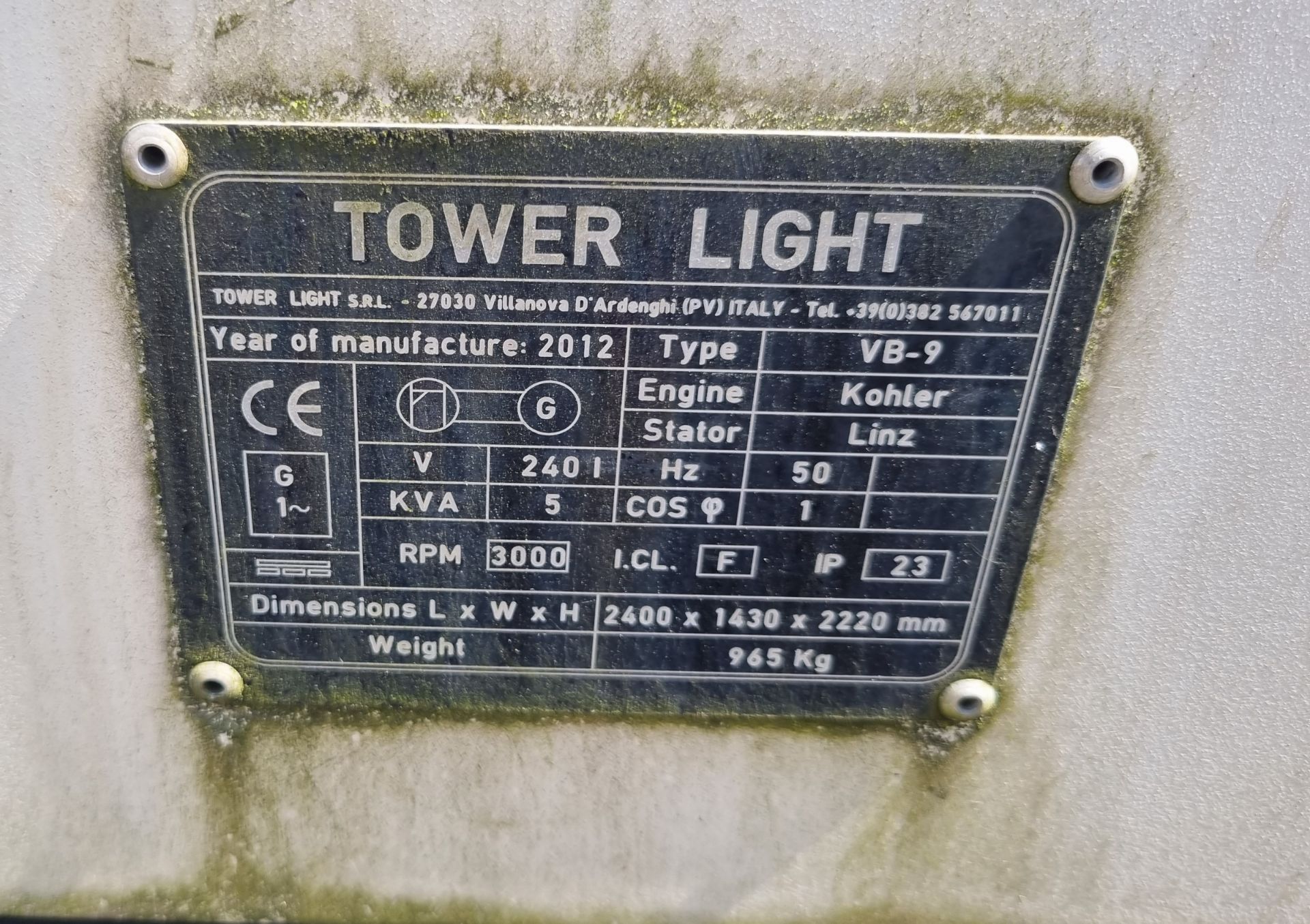 TowerLight VB-9 9m diesel engined, mobile lighting tower - Image 4 of 8