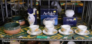 Decorative cup & saucers, vase & jugs